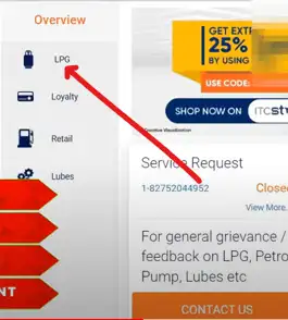 indian gas connection ko transfer krne ke liye lpg option par click kare